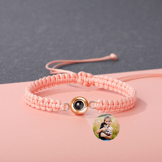 Personalized Braided Black Rope Photo Projection Bracelet Sweet Cool Gift