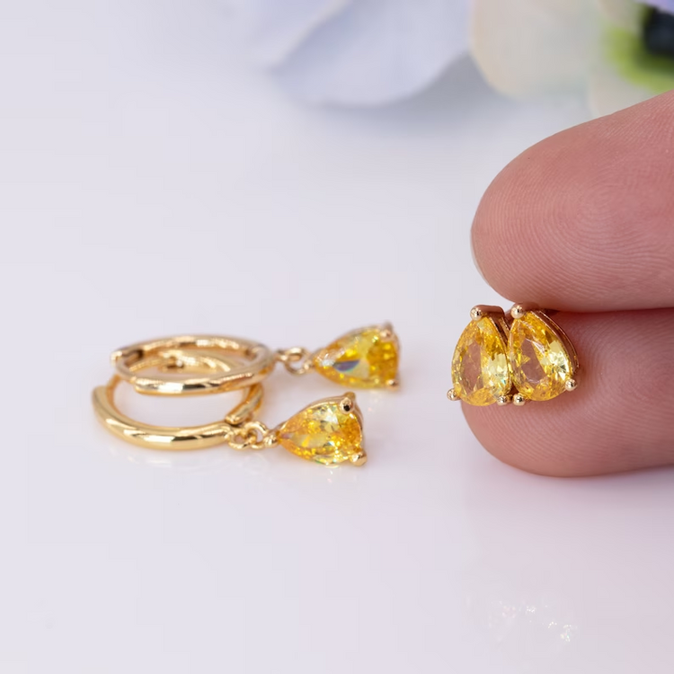 Boucles d'oreilles en argent sterling 925, boucles d'oreilles en diamant jaune avec charme Champagne Topaz Gem pour la pierre de naissance de novembre cadeaux d'anniversaire