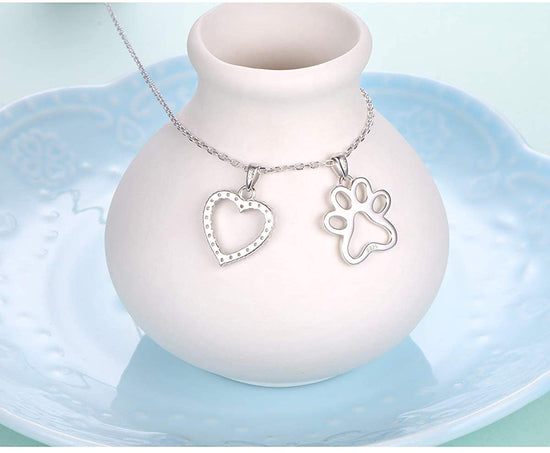 925 Sterling Silver Cute Paw Print Pendant Necklace - onlyone