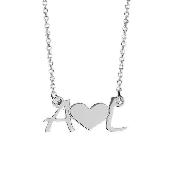 925 Sterling Silver Initial Engraved Heart Necklace - onlyone