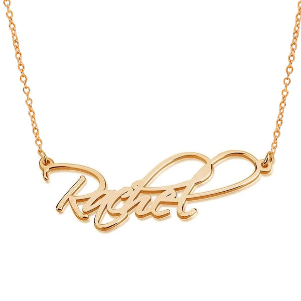 925 Sterling Silver Classic Script Rachet Nom Collier Plaque signalétique Collier