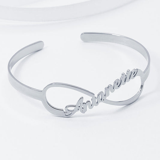 925 Sterling Silver Infinity Name Cuff