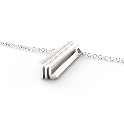 925 Sterling Silver 3D Vertical Initial Pendant Necklace - onlyone