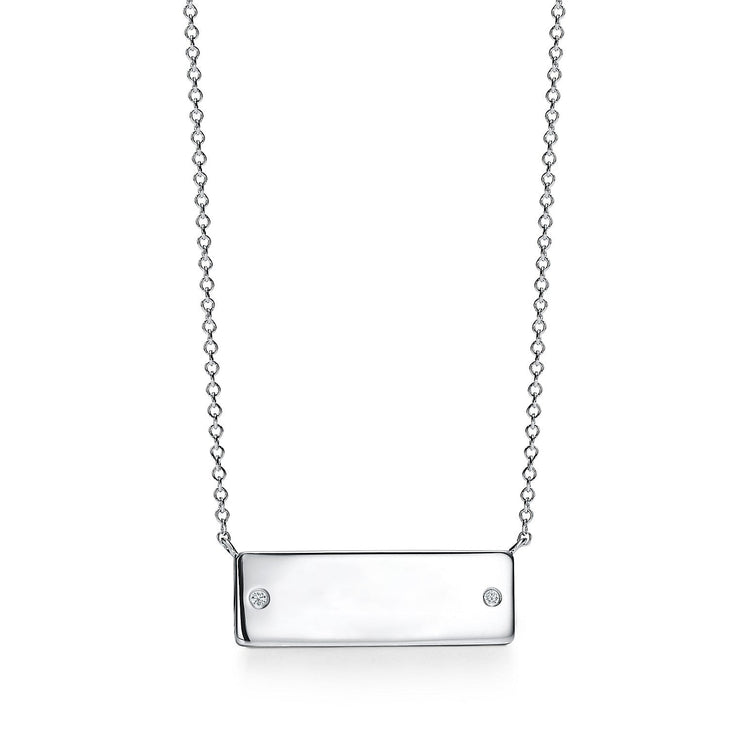 925 Sterling Silver Classic Bar Necklace With Zirconia - onlyone