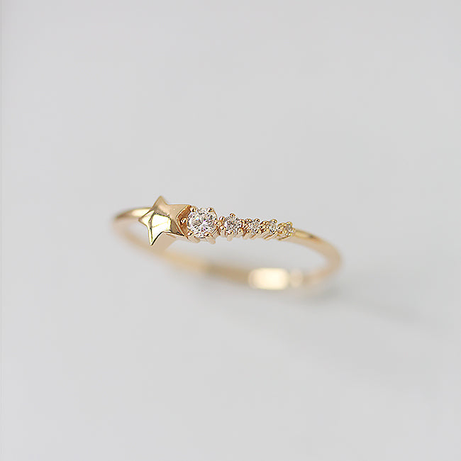 925 Sterling Silver Shooting Star Ring, Tiny Star Ring, Statement Ring, Stackable Ring - onlyone