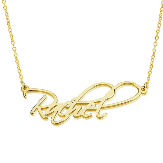 925 Sterling Silver Classic Script Rachet Nom Collier Plaque signalétique Collier