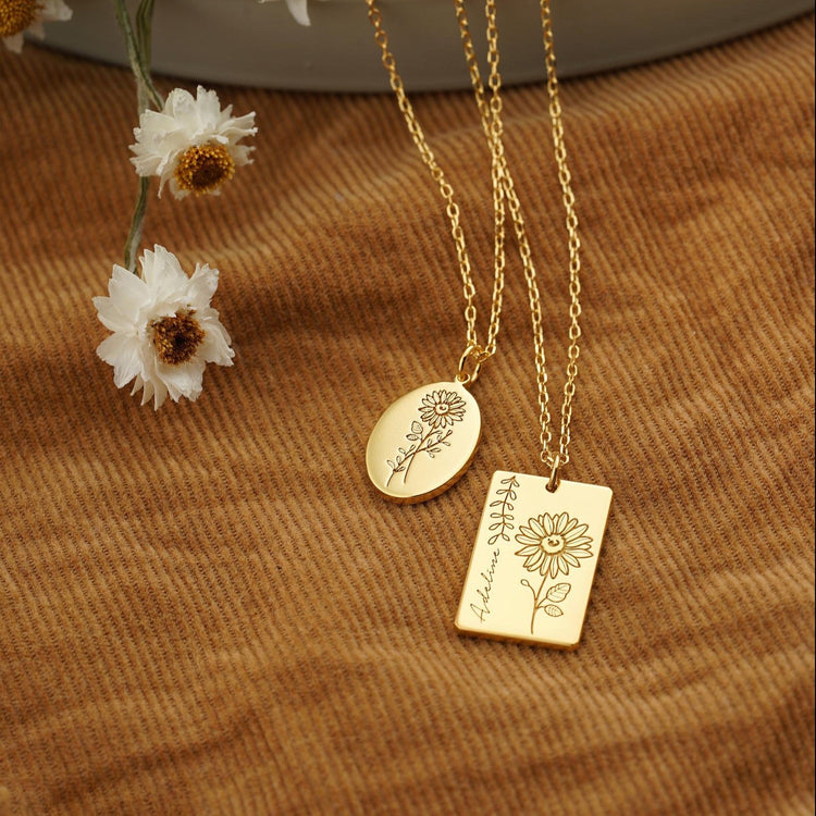 925 Sterling Silver Personalized Sunflower Necklace