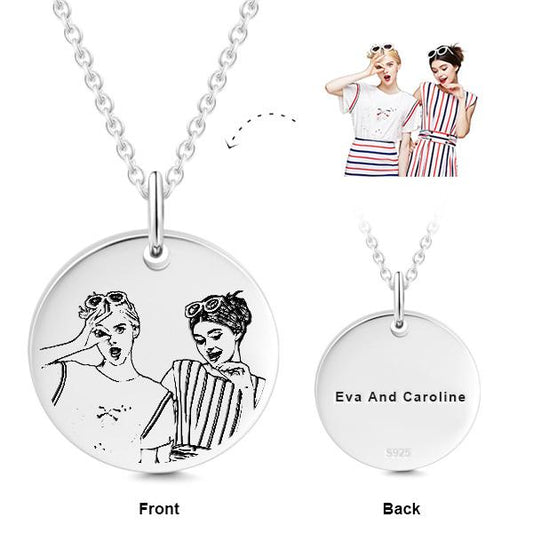 925 Sterling Silver Engraved Coin Photo Necklace Inspirational Gift Inspirational Gift - onlyone