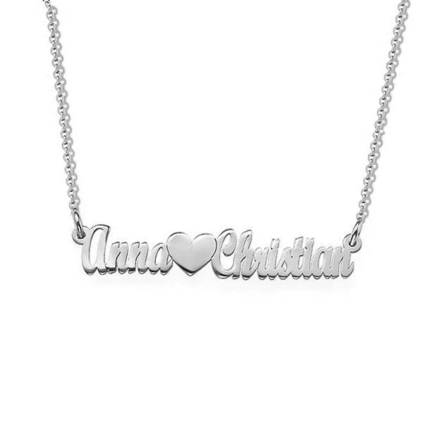 925 Sterling Silver Custom Two Name Necklace Nameplate Necklace