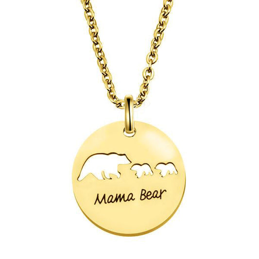 925 Sterling Silver Engraved Coin Name Necklace Mama Bear Necklace, Gift For Mom - onlyone