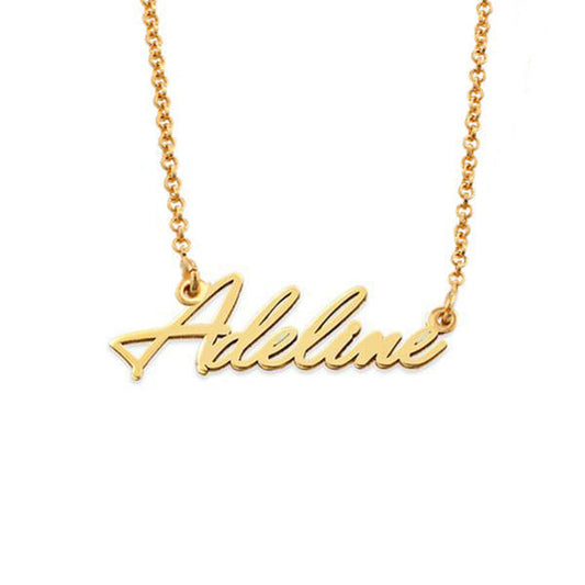 925 Sterling Silver Custom Adeline Name Necklace Nameplate Necklace