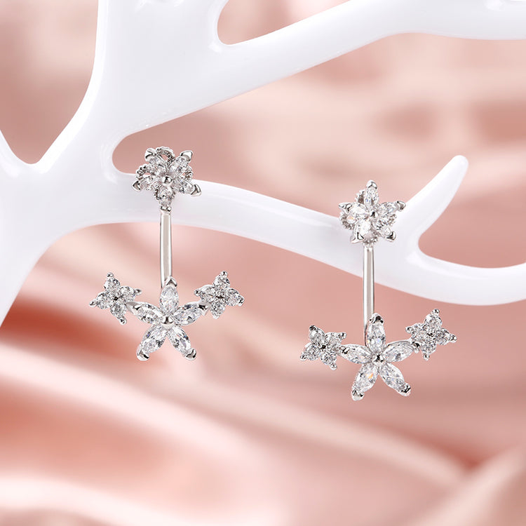 925 Sterling Silver Flower Sterling Silver Ear Jackets