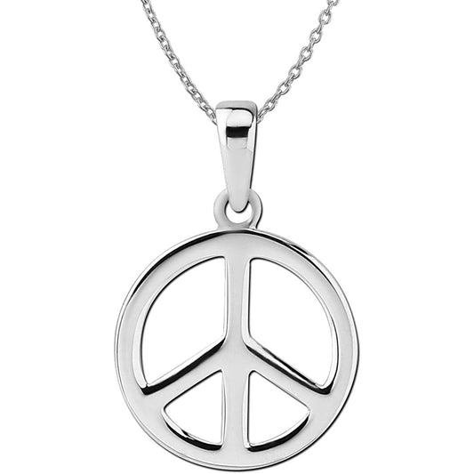 925 Sterling Silver Small Peace Sign, Peace Symbol Pendant Necklace - onlyone