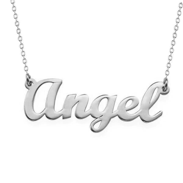 Collier de nom personnalisé de style "ange" en argent sterling 925 Collier de plaque signalétique