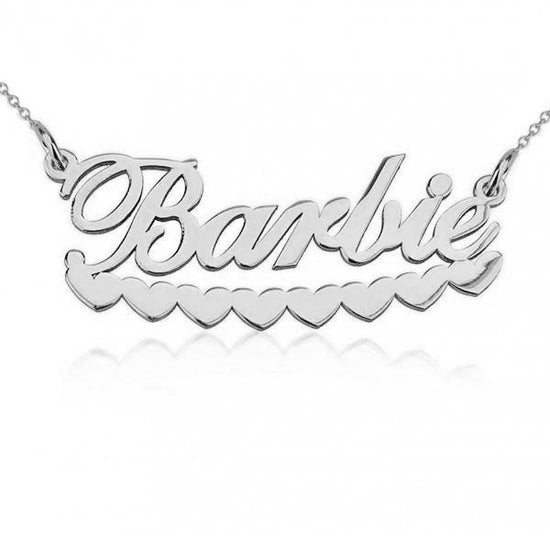 925 Sterling Silver Barbie Hearts Name Necklace Nameplate Necklace - onlyone