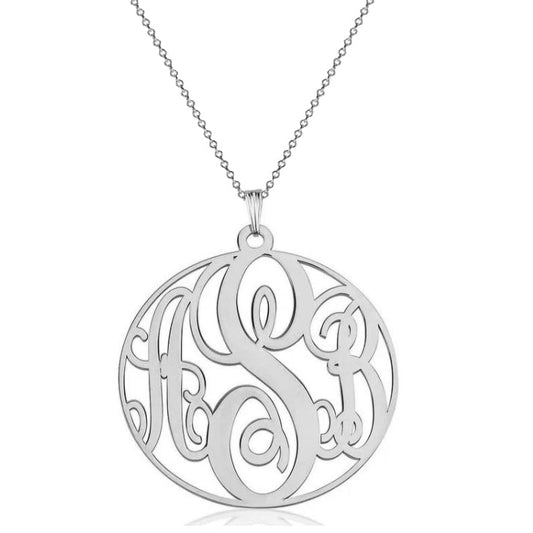 925 Sterling Silver Initial Monogram Necklace