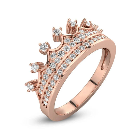 925 Sterling Silver Rose Gold Crown Promise Ring - onlyone