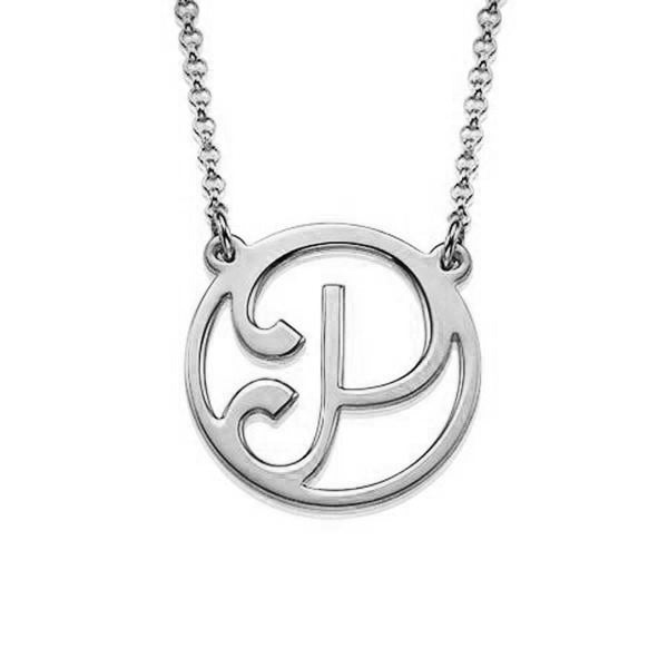 925 Sterling Silver Initial Circle Necklace - onlyone