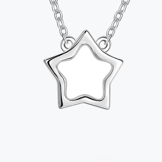 925 Sterling Silver Tiny Star Photo Necklace - onlyone