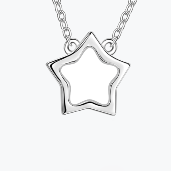 925 Sterling Silver Tiny Star Photo Necklace - onlyone