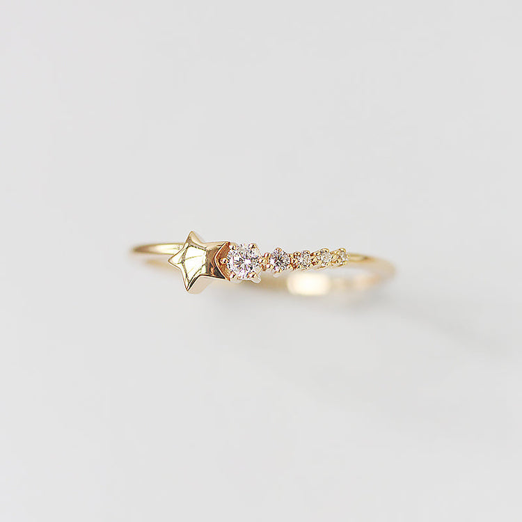 925 Sterling Silver Shooting Star Ring, Tiny Star Ring, Statement Ring, Stackable Ring - onlyone