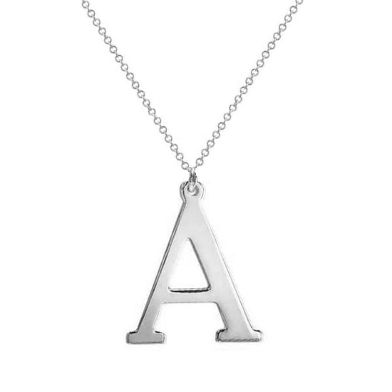 925 Sterling Silver Big Capital Letter Initial Necklace - onlyone