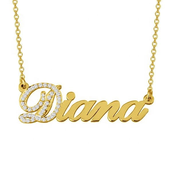 925 Sterling Silver Name Necklace With Zirconia