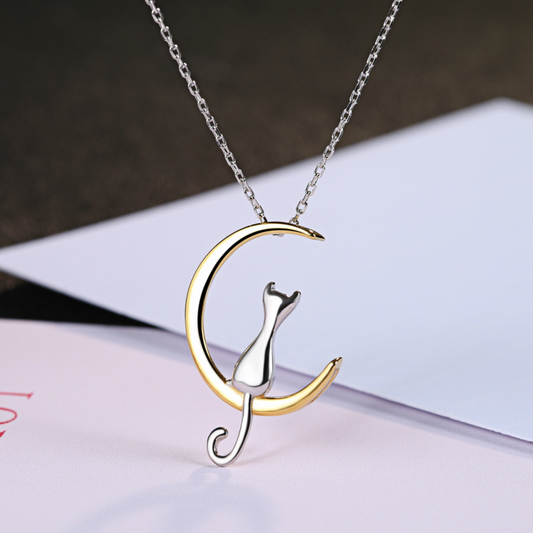 925 Sterling Silver Moonlight Cat Necklace - onlyone