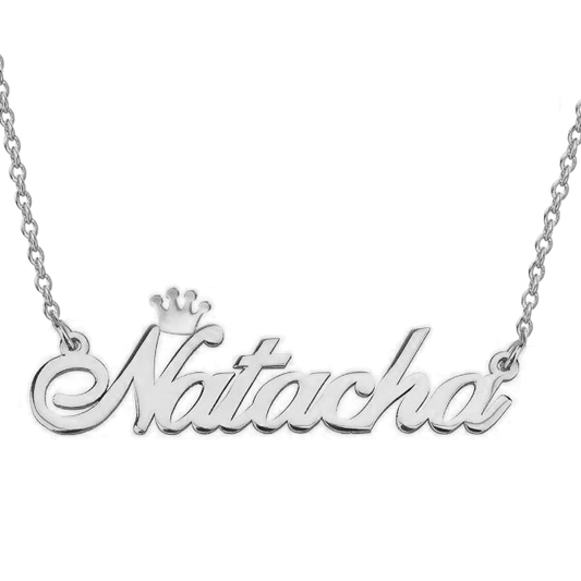 925 Sterling Silver Name Necklace With Crown Nameplate Necklace - onlyone