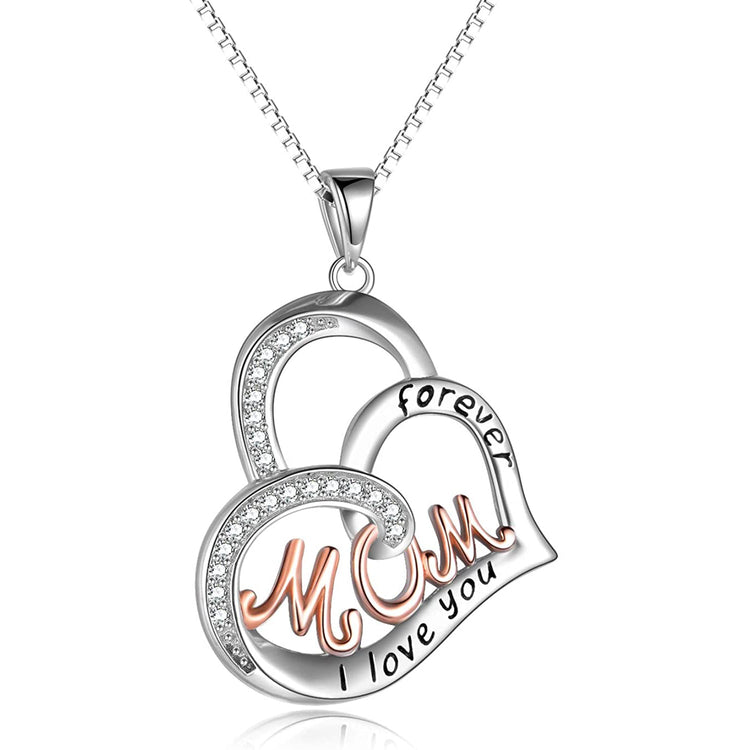 925 Sterling Silver Heart Pendant Necklace for Mom