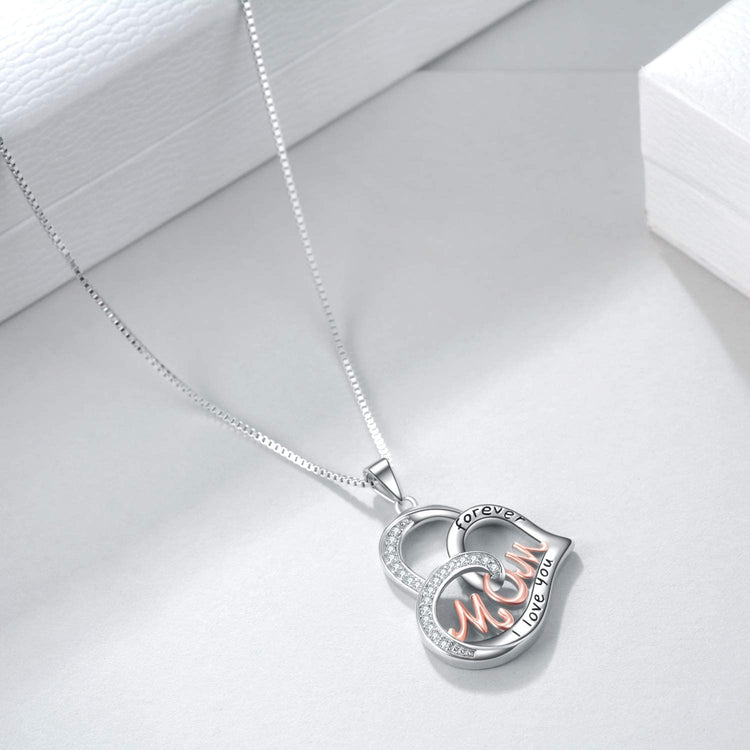925 Sterling Silver Heart Pendant Necklace for Mom