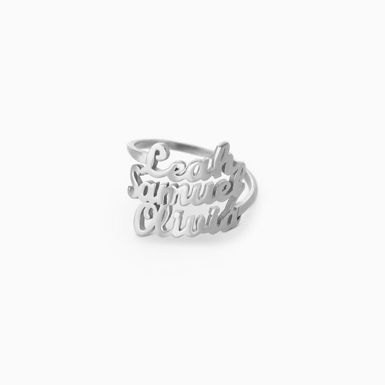 925 Sterling Silver Personalized Double Name Ring Nameplate Ring - onlyone