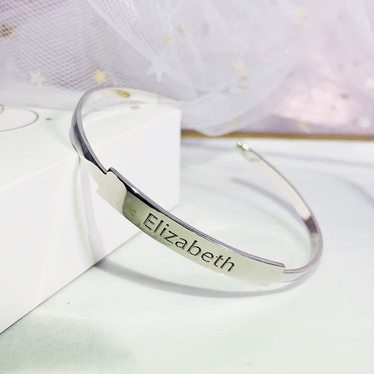 925 Sterling Silver Personalized Engraved Bar Cuff Bracelet