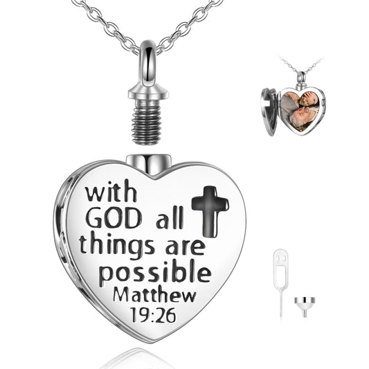 925 Sterling Silver Cross Urn Necklaces for Human Ashes of Love One Cremation Jewelry Gift