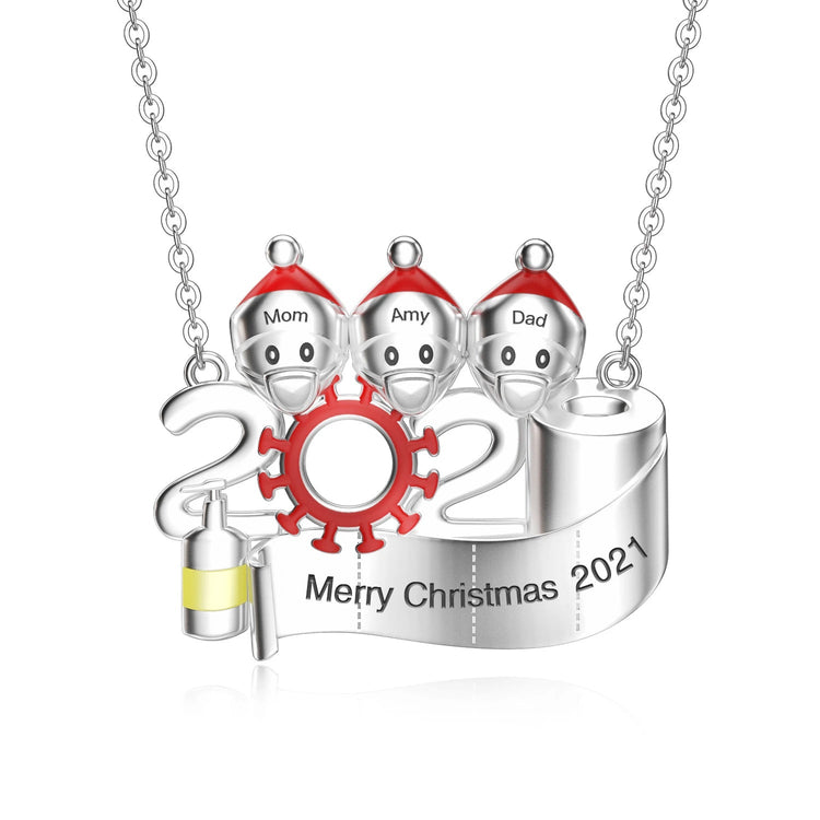 925 Sterling Silver Snowman Family Nameplated Necklace