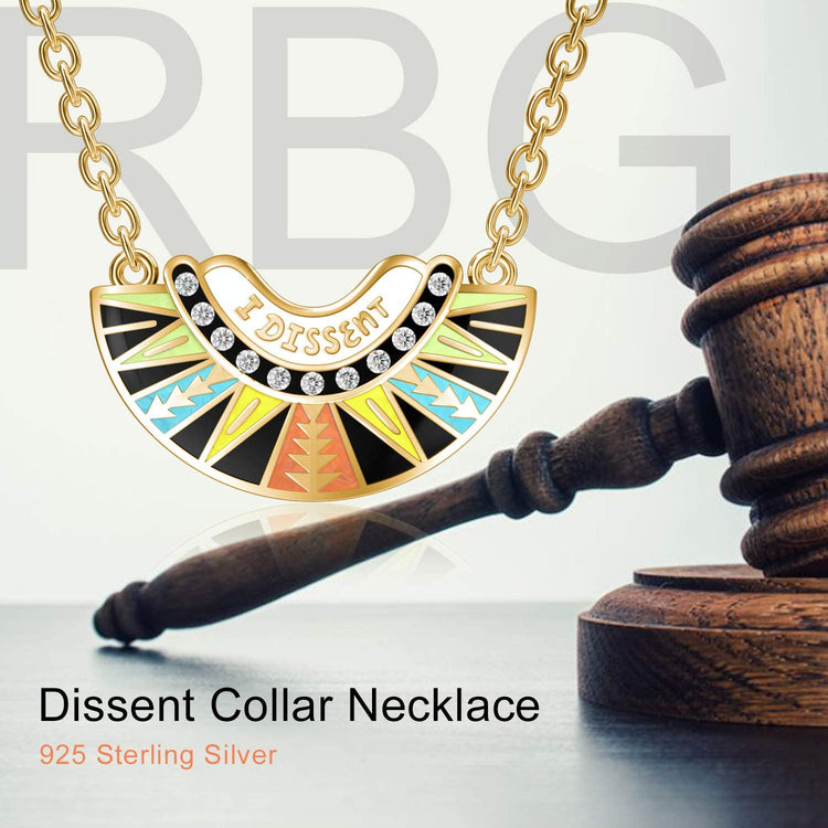 925 Sterling Silver Dissent Collar Pendant Necklace With Crystal