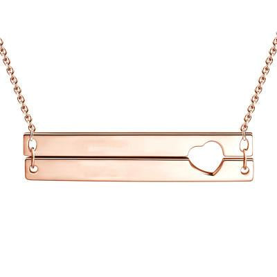 925 Sterling Silver Cut out Heart Double Bar Necklace Engraved Bar Name Necklace, Gift For Mom - onlyone