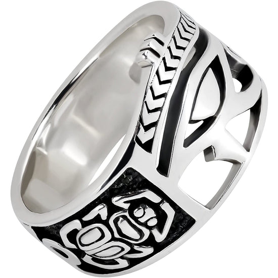 925 Sterling Silver Egyptian Eye of Horus Ankh Cross Ring - onlyone