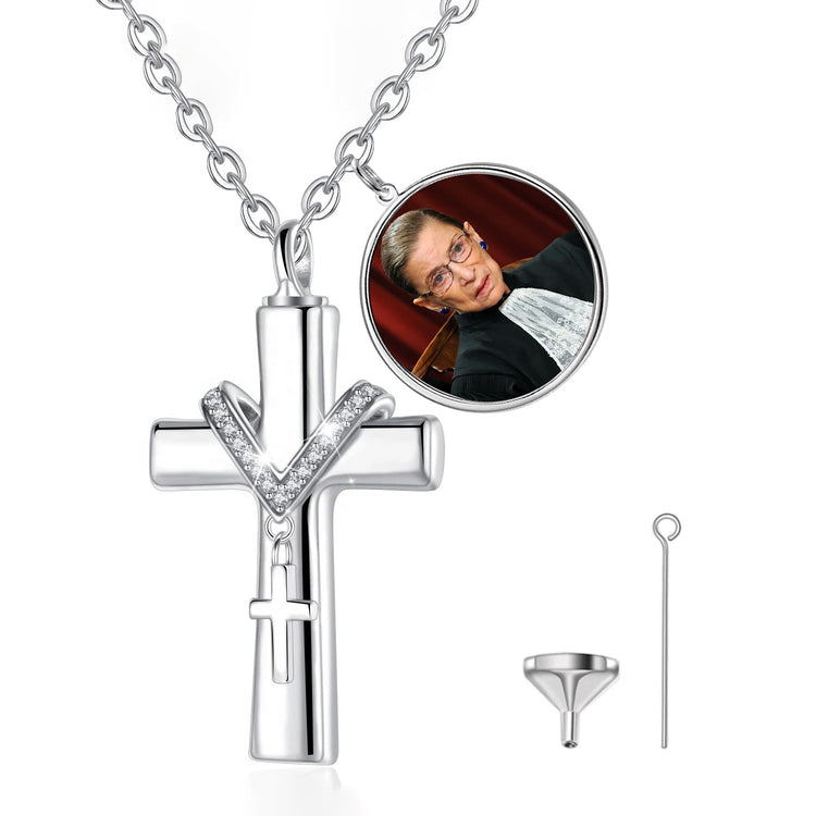 925 Sterling Silver Memorial Keepsake Cross Ashes Cremation Necklace, Urn Necklace