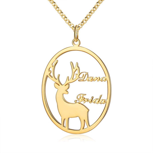 925 Sterling Silver Personalized Reindeer Name Necklace