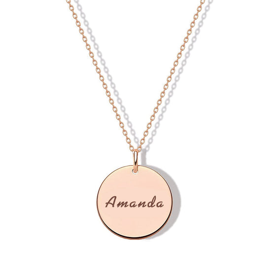 925 Sterling Silver Engraved Coin Name Necklace Nameplate Necklace - onlyone