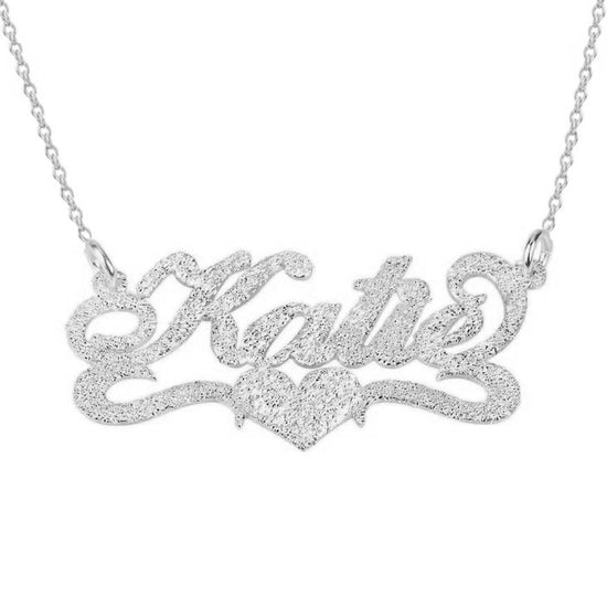 925 Sterling Silver Custom Heart Diamond Name Necklace - onlyone