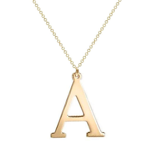 925 Sterling Silver Big Capital Letter Initial Necklace - onlyone