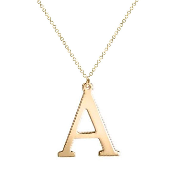 925 Sterling Silver Big Capital Letter Initial Necklace - onlyone