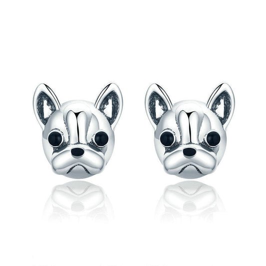 925 Sterling Silver French Bulldog Dog Small Stud Earrings For Women - onlyone