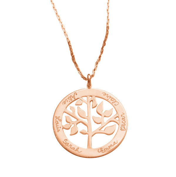 925 Sterling Silver Engraved Circle Life Tree Family Tree Name Necklace Gift For Grandma - onlyone