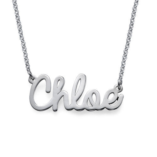 925 Sterling Silver Custom Cursive Chloe Name Necklace Nameplate Necklace - onlyone