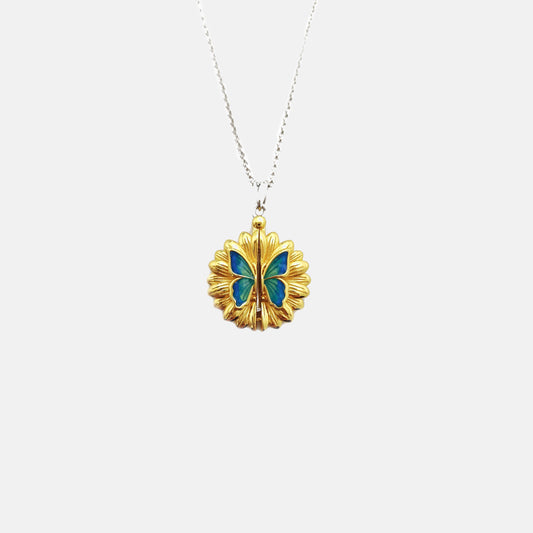 Sunflower Butterfly Locket Necklace