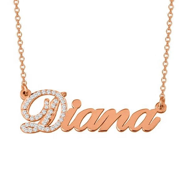 925 Sterling Silver Name Necklace With Zirconia