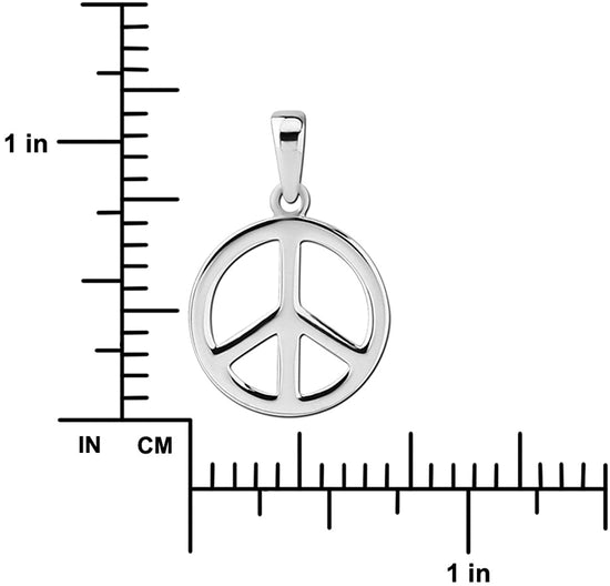 925 Sterling Silver Small Peace Sign, Peace Symbol Pendant Necklace - onlyone